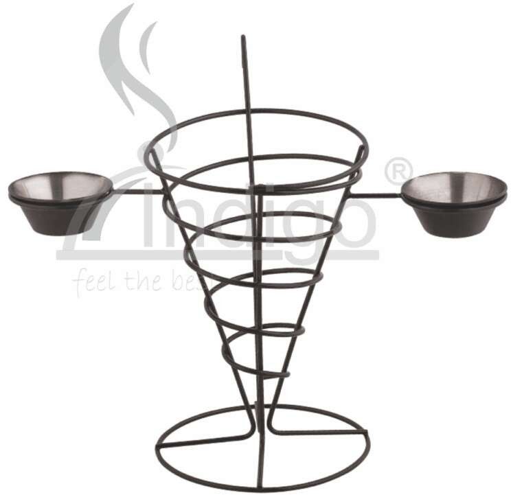SS Serving Cone With Dips  Basket