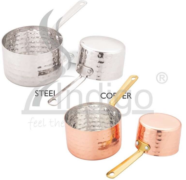 SS Mini Serving Hammered Copper Finish Pan