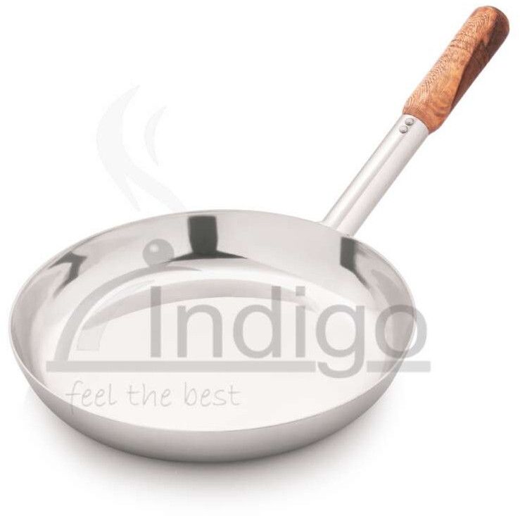 SS Wooden Handle Fry Pan
