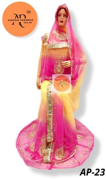 Aanchal Paridhan Rajasthani Rajputi Pure Poshak (light-yellow+pink Shaded)