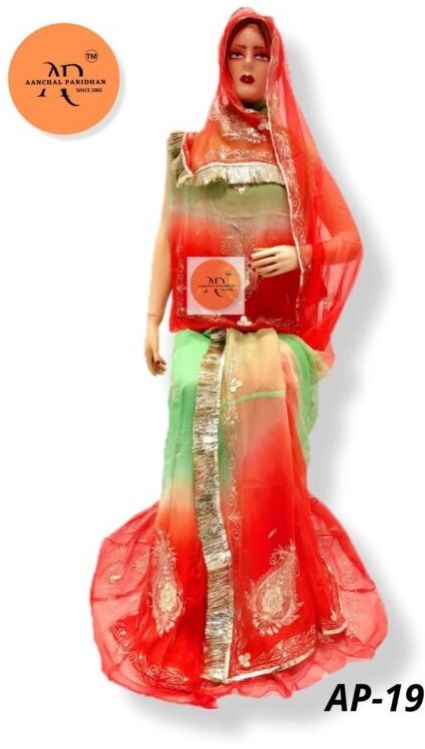 Aanchal Paridhan Rajasthani Rajputi Pure Poshak (light-orange-elaichi-shaded)