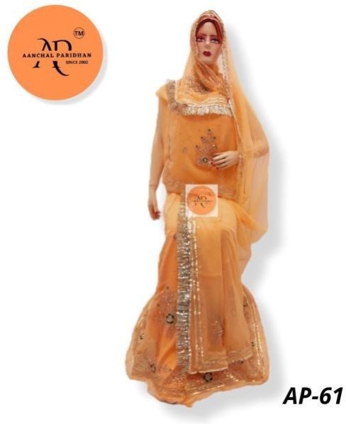 Rajasthani Rajputi Hamrahi Half Pure Poshak (peach-badami)