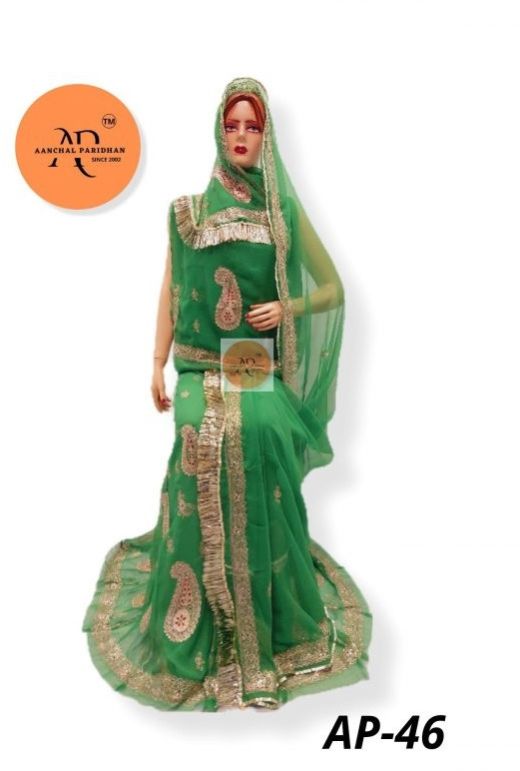 Rajasthani Rajputi Hamrahi Half Pure Poshak (light-green)