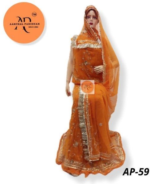 Rajasthani Rajputi Hamrahi Half Pure Poshak (dark Peach-badami)