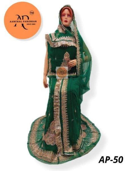 Rajasthani Rajputi Hamrahi Half Pure Poshak (Green)