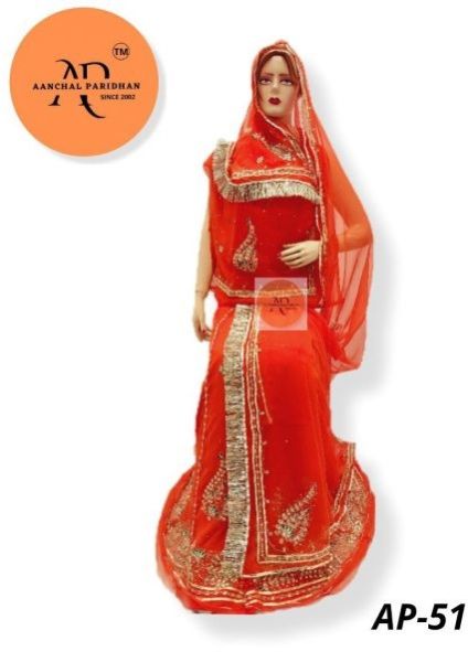 Rajasthani Rajputi Hamrahi Half Pure Poshak (Pure Orange)