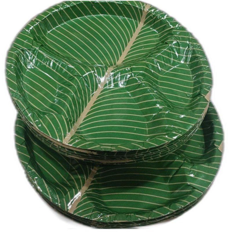 4 Compartment Green Paper Plate