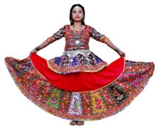 Garba Dance Lehenga Koti Style Costume Red & Multicolor