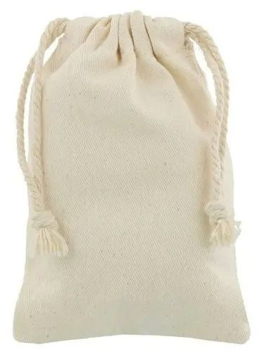 White Plain Cotton Potli Bag