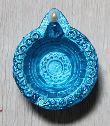 4 Inch Blue Clay Decorative Diya