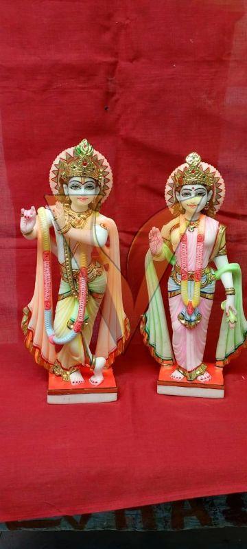 Multicolor Marble Radha Krishna Statue