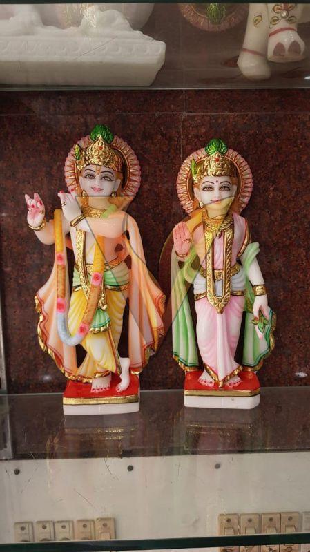 Multicolor Marble Radha Krishna Statue