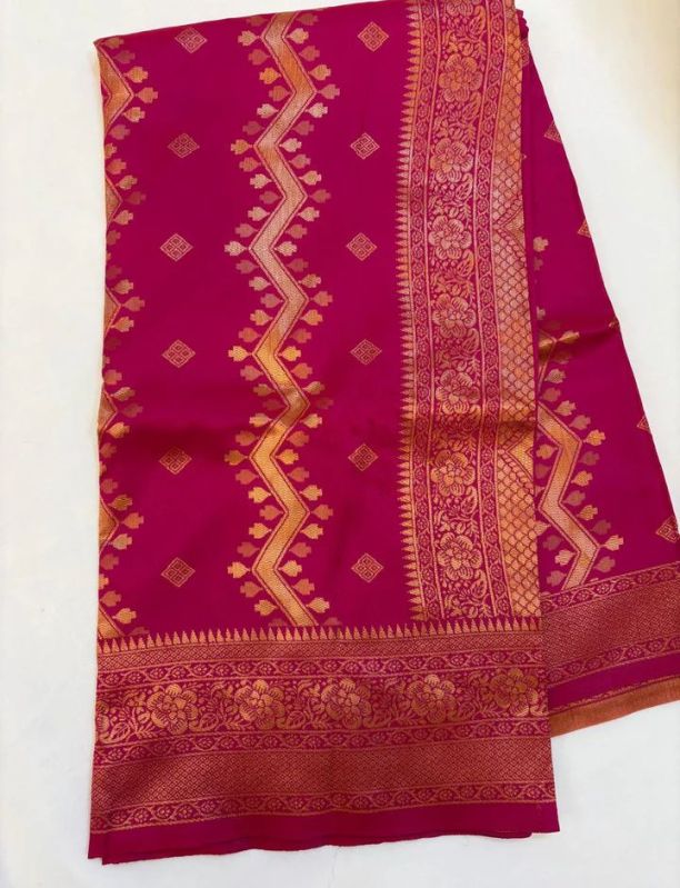 Barbie Pink Litchi Silk Saree