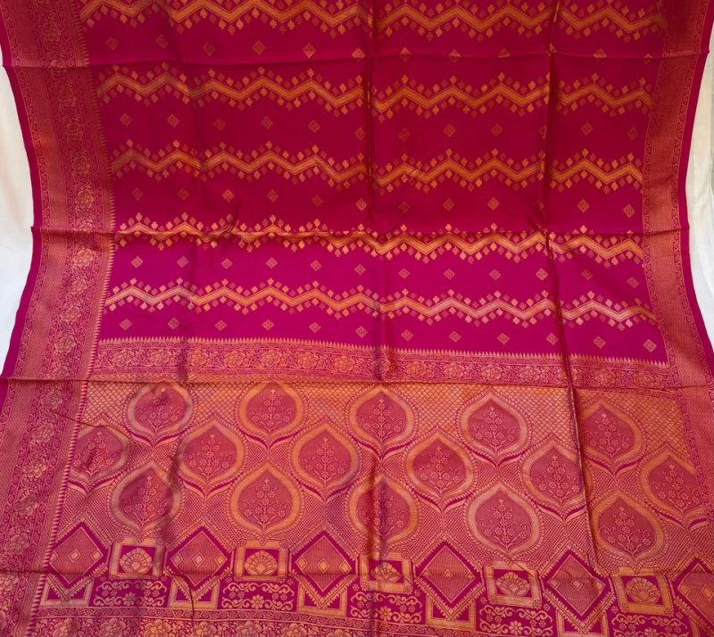 Barbie Pink Litchi Silk Saree