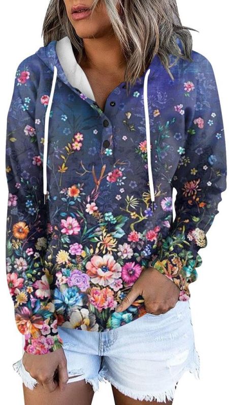 Women Floral Printed Sweatshirt Hoodies