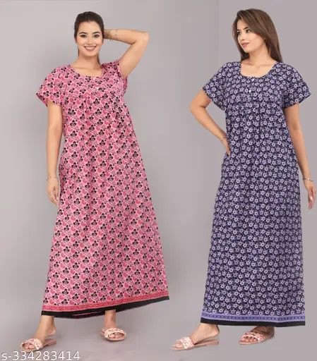 Ladies Cotton Printed Night Gown