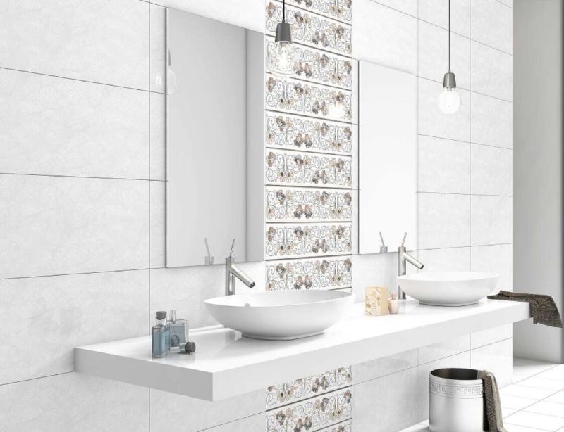 White Glossy Ceramic Fancy Bathroom Tile, Packaging Type : Carton Box