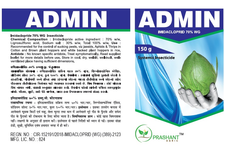 Admin Imdacloprid 70% WG Insecticide, for Agriculture