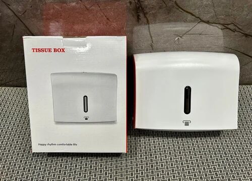 White Automatic PVC M-Fold Tissue Paper Dispenser