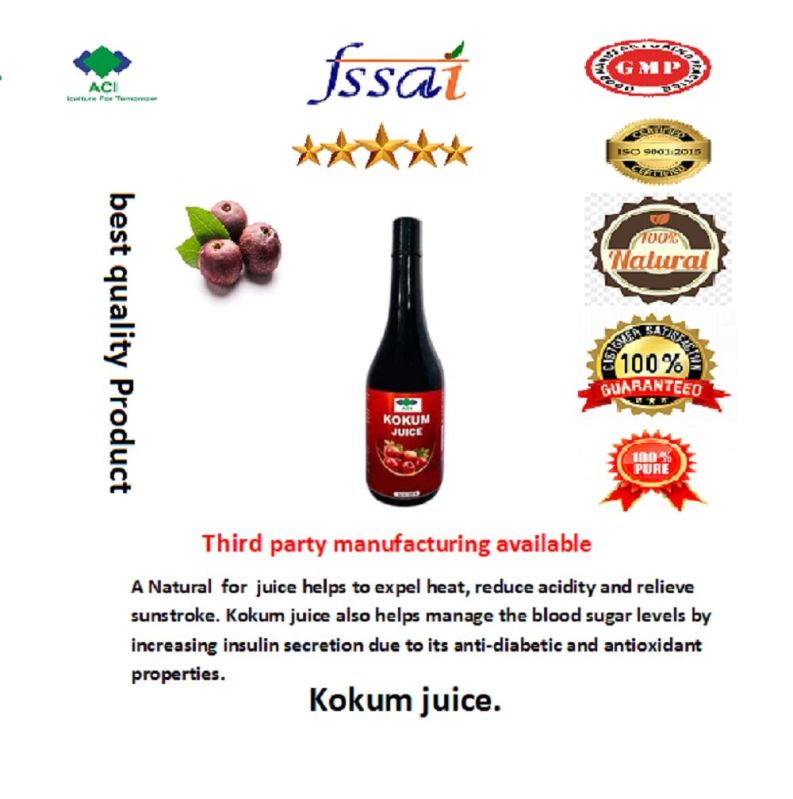 Red Aci Liquid Syrup Herbal Kokam Juice, For Drinking, Certification : Fssai