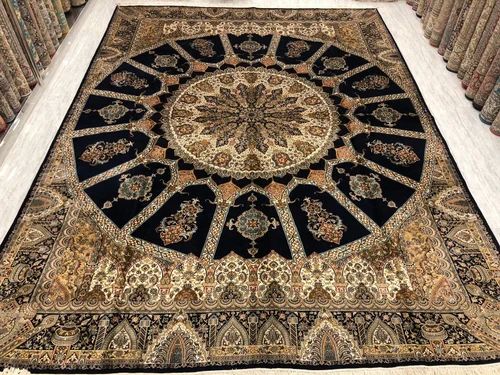 Multicolor Rectangular Kashmiri Silk Carpet