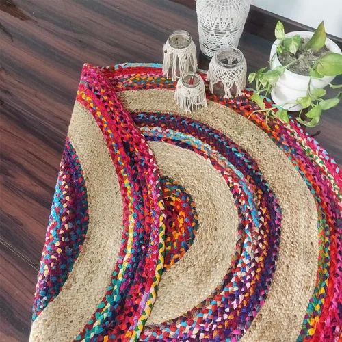 Cotton Multicolor Braided Rugs, Packaging Type : Plastic Bag
