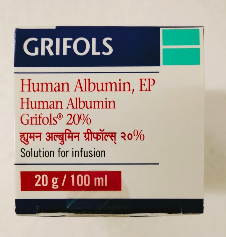 GRIFOLS Human Albumin 20%/100ml, for Clinical, Hospital, Form : Injection
