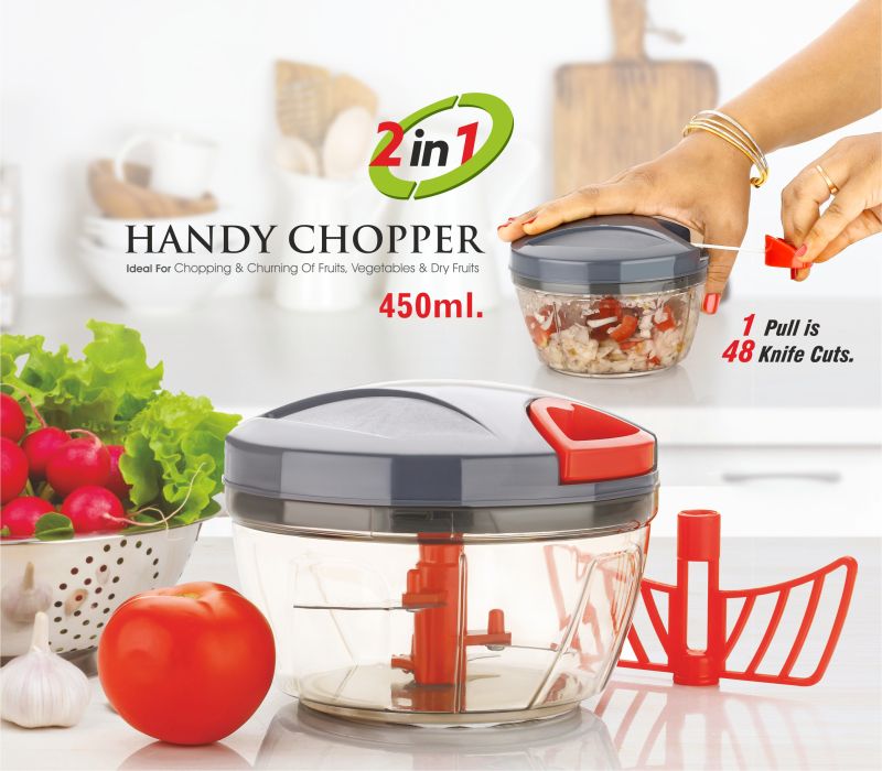 2 In 1 Handy Chopper, for Kitchen Use, Blade Material : Stainless Steel
