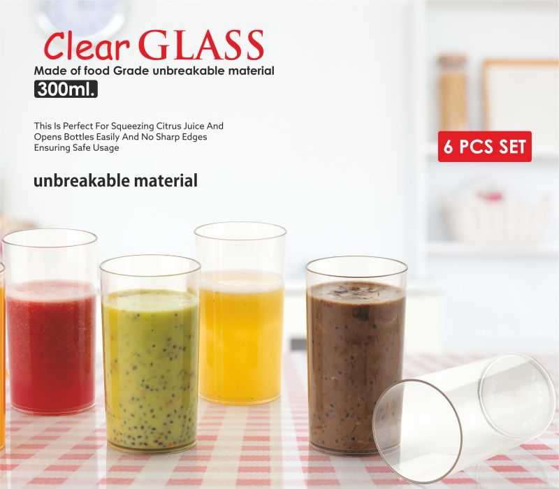Transparent Round Plastic Clear Glass Set, Size : Standard