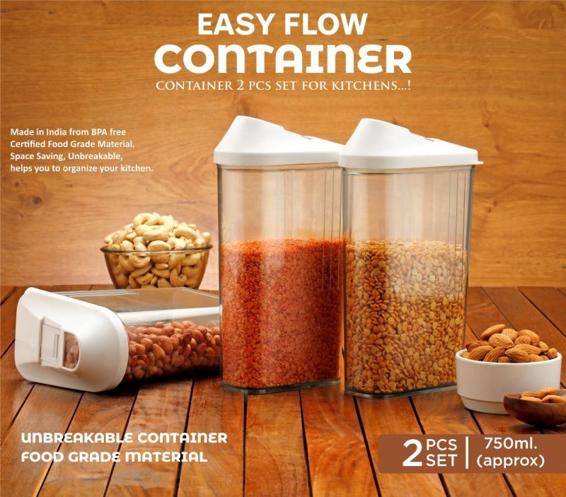 Plastic Plain Easy Flow Kitchen Container, Shape : Rectangular
