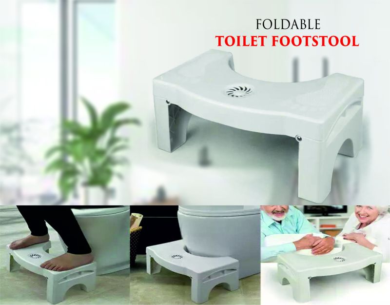 White Polished Plastic Plain Foldable Toilet Footstool, Size : Standard