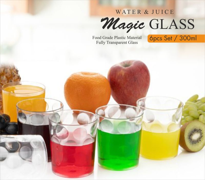 Transparent Round Plastic Magic Glass Set, Size : Standard