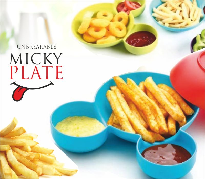 Plain Polished Plastic Mickey Food Plate, Size : Standard