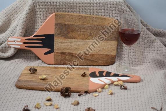 Multicolour Printed Caveman Wooden Chopping Board, for Kitchen, Size : 43.5X21X1.5cm