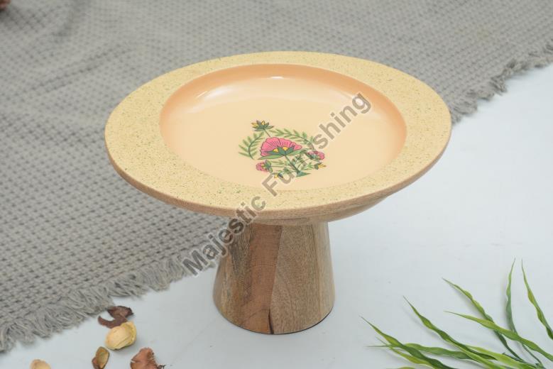 Creamy Round French Collection Wooden Cake Stand, for Restaurant, Hotel, Bar, Size : 30x25x19cm