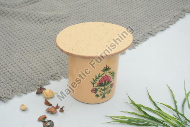 Creamy Printed French Collection Wooden Canister, for Tea Packaging, Shape : Round