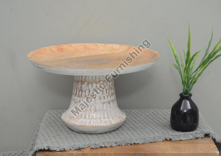 Round Printed Rustic Wooden Cake Stand, for Restaurant, Hotel, Bar, Size : 30x30x17cm