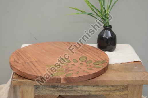 Brown The Gold Fusion Wooden Cheese Board, for Kitchen, Size : 30x30x2cm