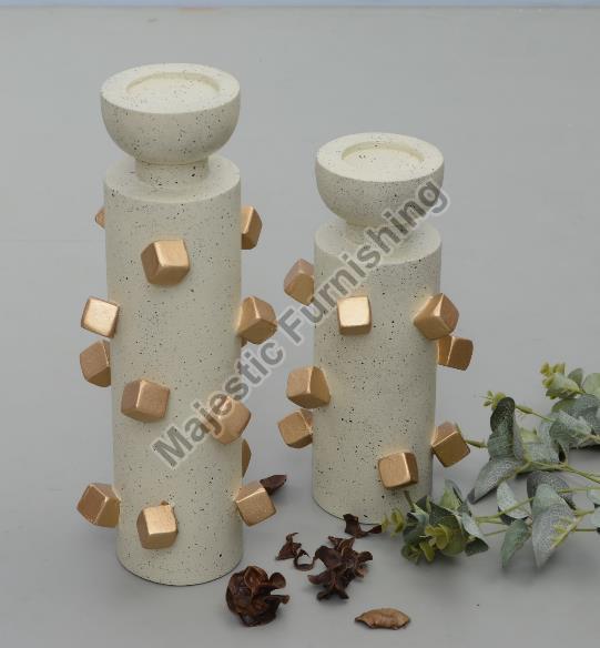Creamy Plain Toffee Wooden Candle Stand, for Home Decoration, Shape : Round