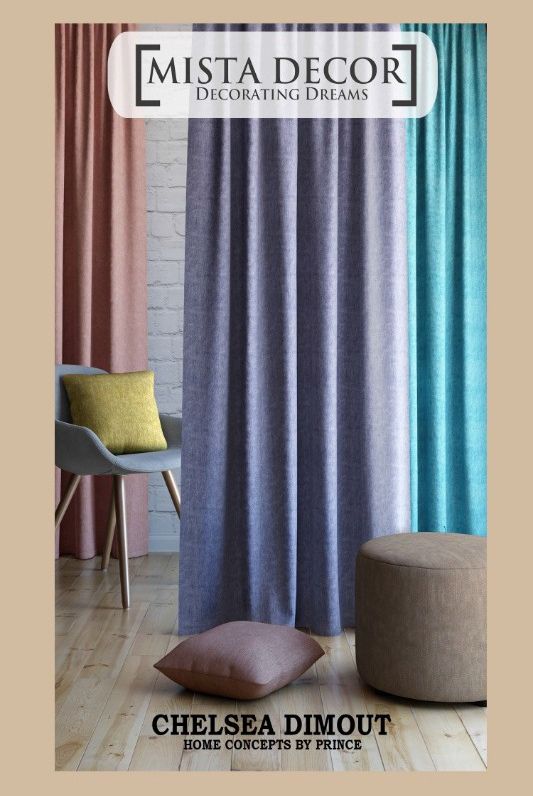 Multi Colour Plain Polyester Chelsa Dimout Curtain Fabric