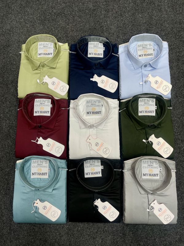 Simple Collar Cotton mens plain shirts, Size : XL, XXL