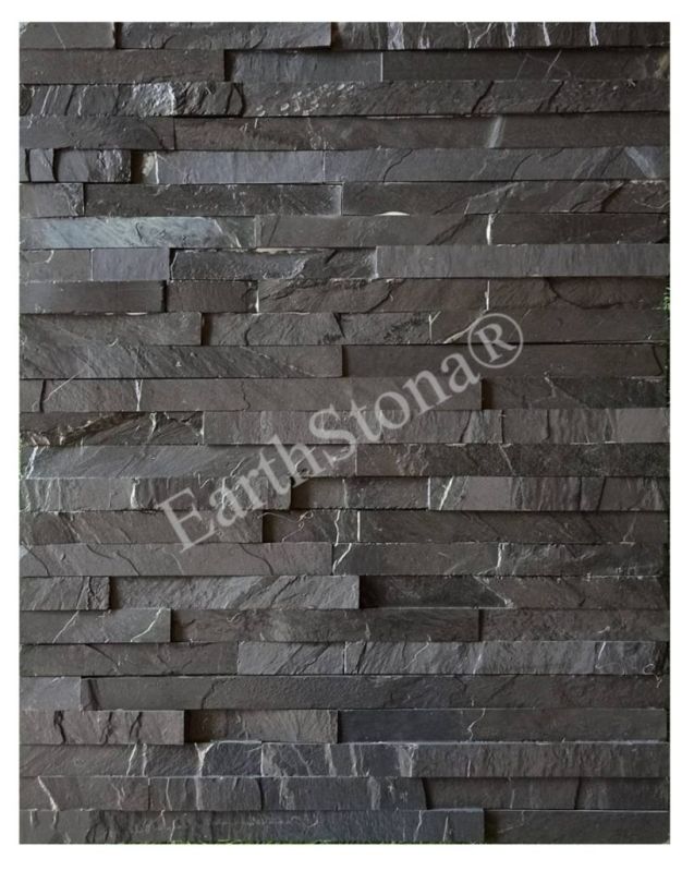 Black Leather Finish Natural Stone Wall Cladding