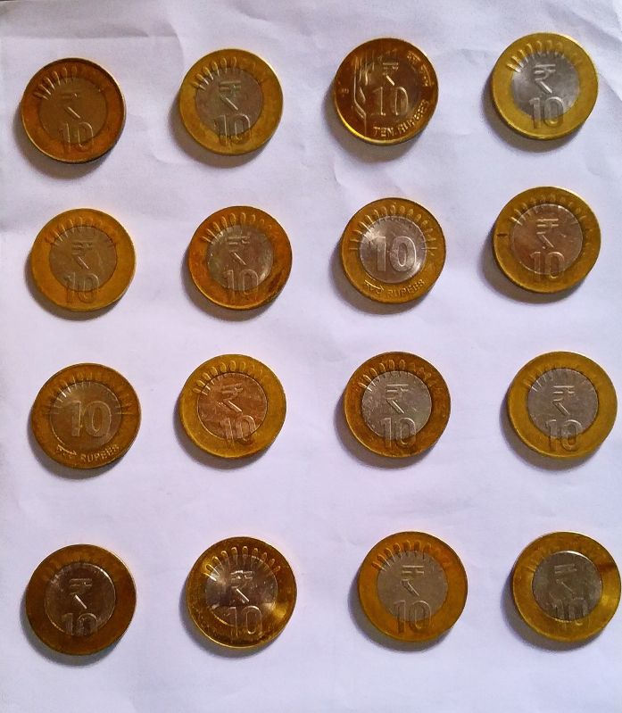 Round Printed Polished Brass Old 10 Rupees Coins, For Home Use, Size : 0-5cm