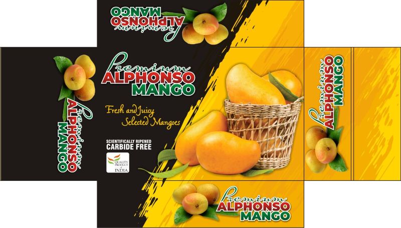 Light Yellow 1Dozen Mango Alphonso Corrugated Box, for Direct Consumption, Style : Fresh