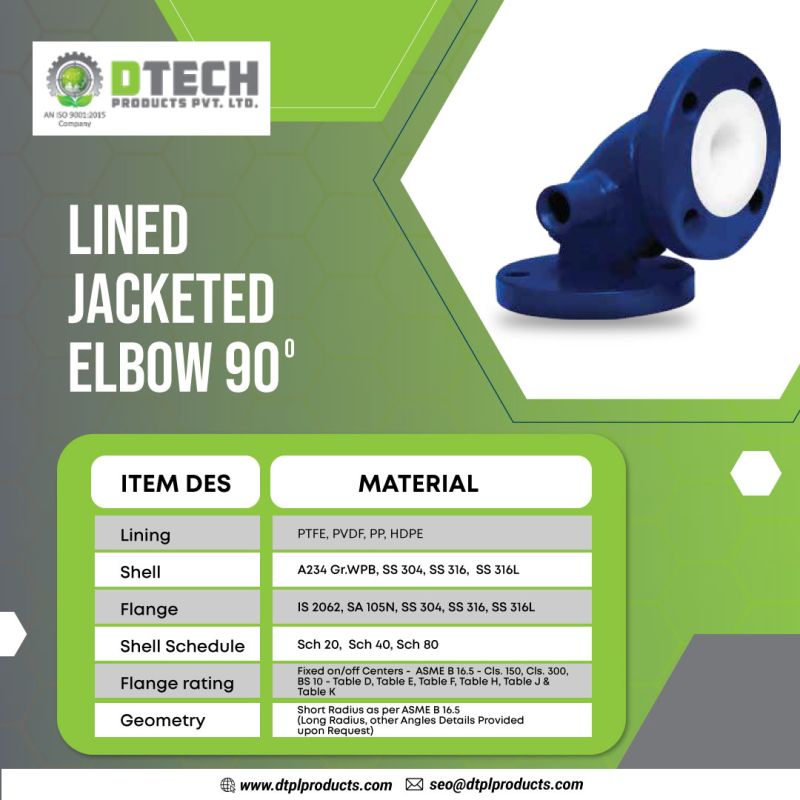 90 degree lined jacketed elbow