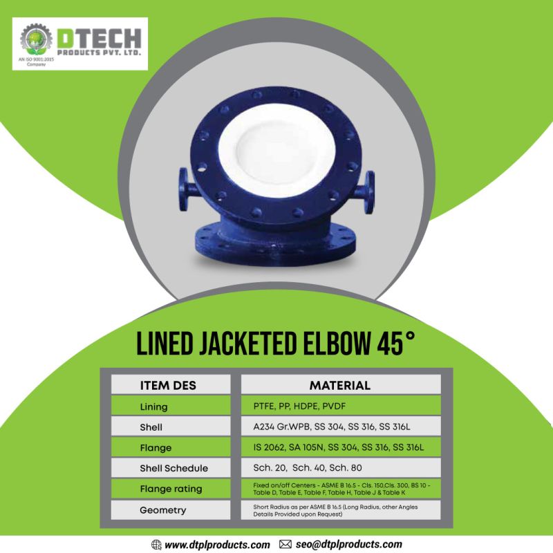 Lined Jacketed Elbow 45 Degree