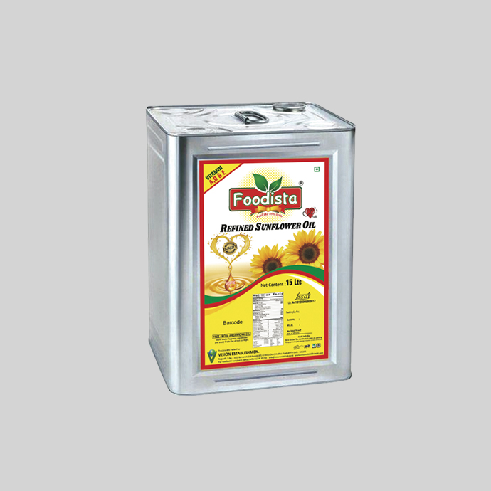 Foodista 15Ltr Refined Sunflower Oil, for Household, Packaging Type : Can (Tinned)
