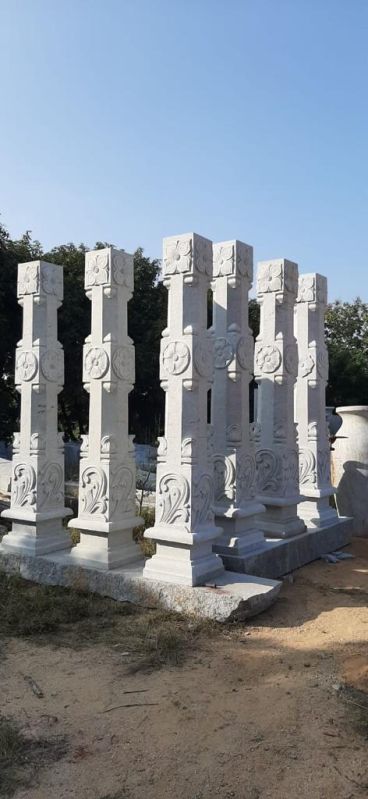 White MME Polished Stone Pergola Pillars, for Garden Decoration