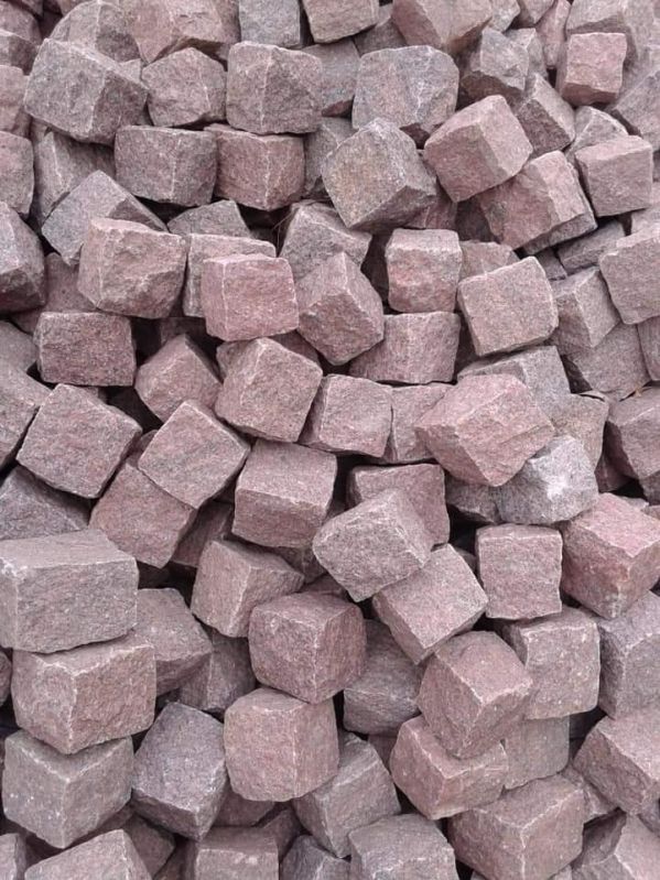 Solid Pink Hand Cut Granite Cobblestone, for Flooring, Feature : Durable, Fine Finishing