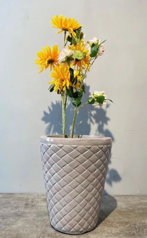 Decorative Grey Fiber Planter, Packaging Type : Thermocol Cutout